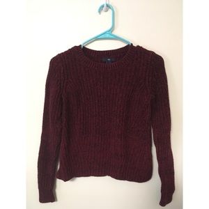 Red knit cropped sweater
